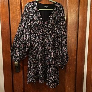 City chic dress in blue and purple floral print